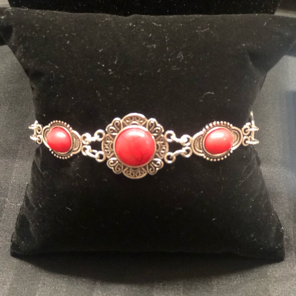 Southern Style Red and Silver Jewelry Set - Picture 2 of 4